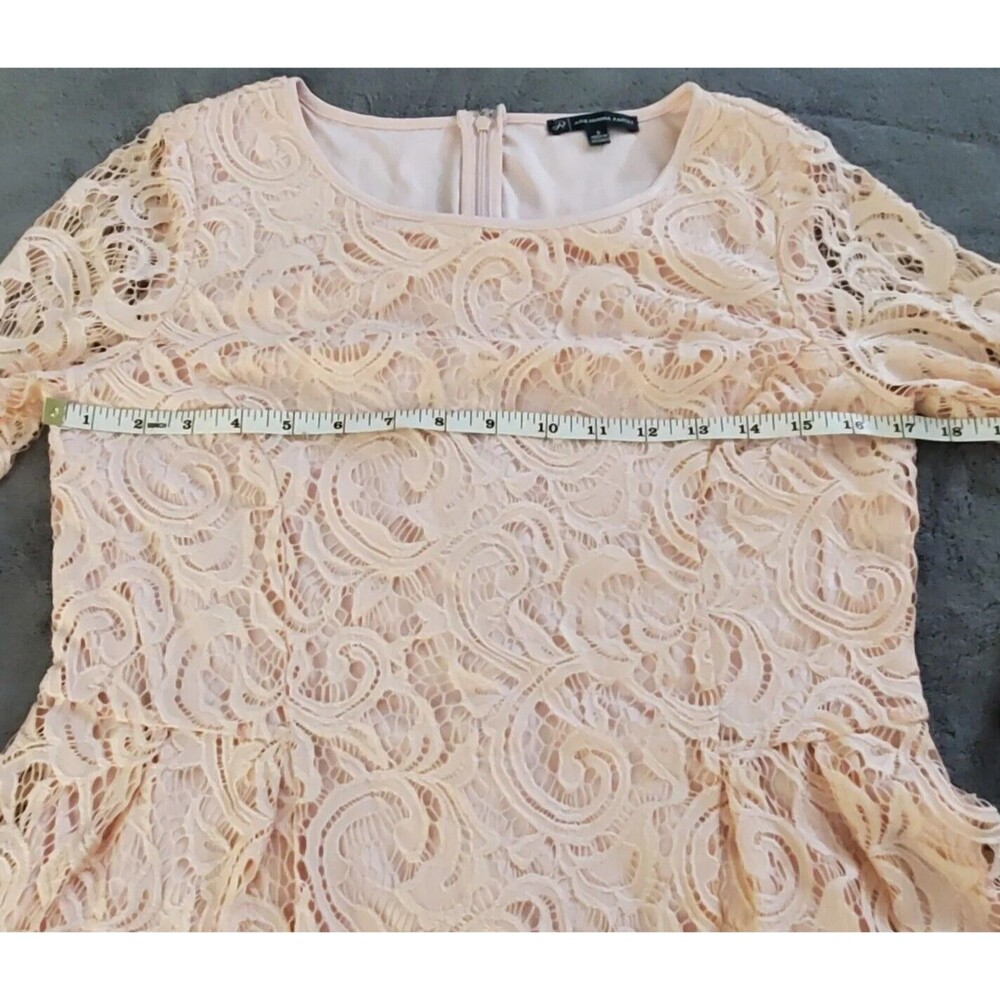 Adrianna Papell Size S Peplum Flounce Pink Lace Coquette Blouse Ruffled Feminine - Picture 9 of 12